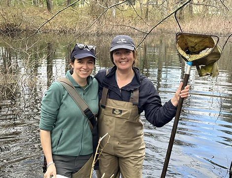 Lauren and Sarah in hip boots